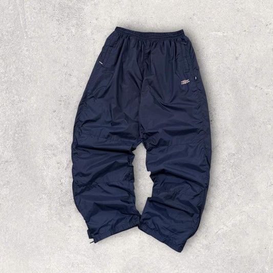 Vintage 00s Umbro Baggy Wide Leg Tracksuit Bottoms Navy (L)