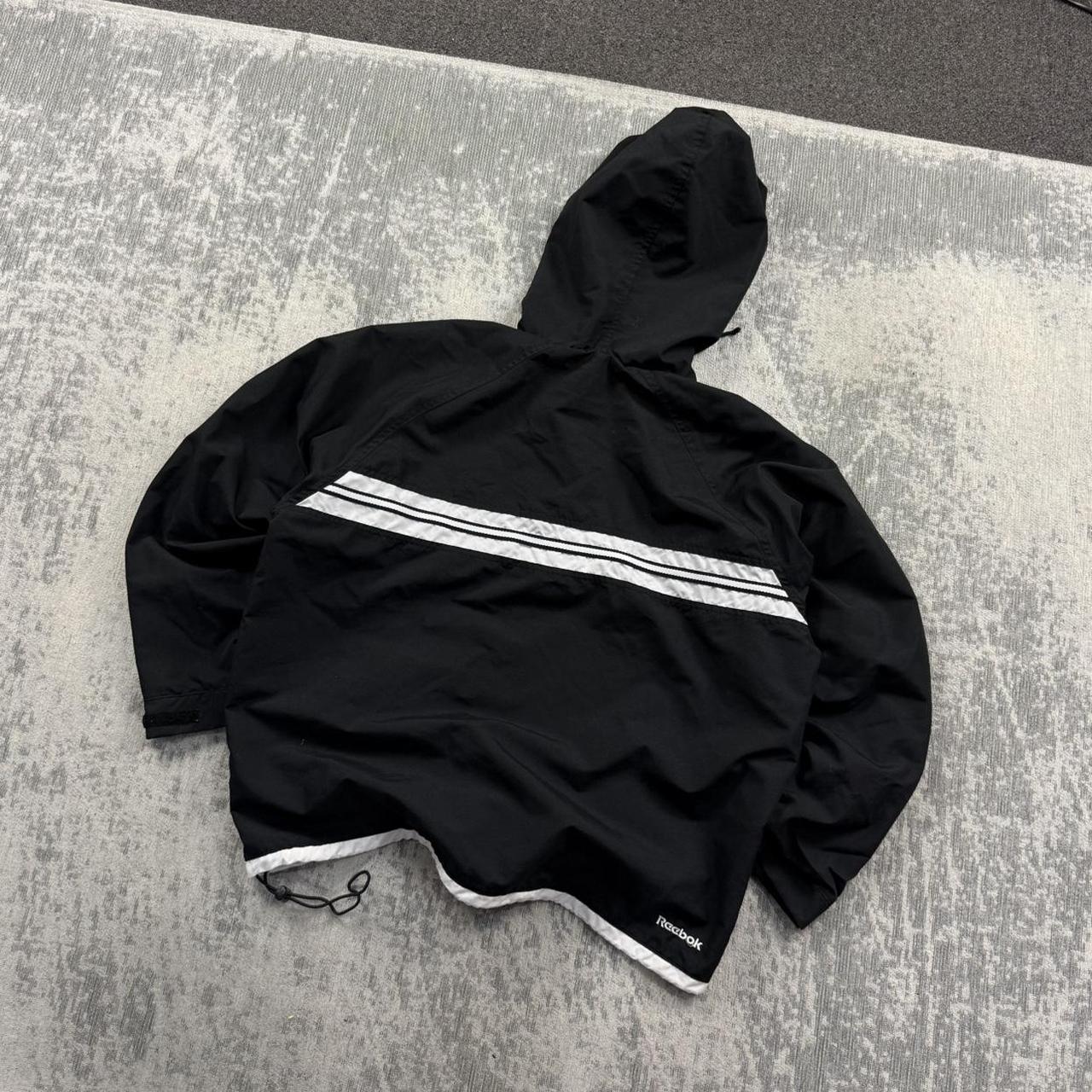 Vintage 00s Reebok Technical Hooded Windbreaker Jacket Black (Womens L)