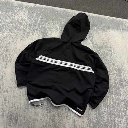 Vintage 00s Reebok Technical Hooded Windbreaker Jacket Black (Womens L)