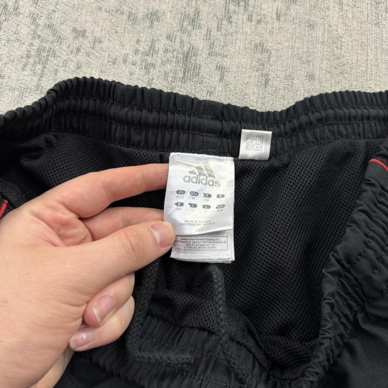 Vintage Y2K Adidas Baggy Tracksuit Bottoms Black / Red (M)