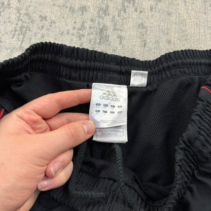 Vintage Y2K Adidas Baggy Tracksuit Bottoms Black / Red (M)