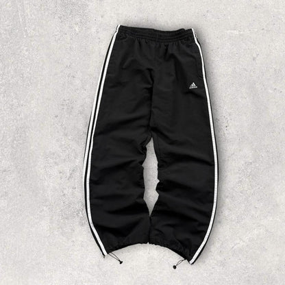 Vintage Y2K Adidas Baggy Technical Tracksuit Bottoms Black (S)