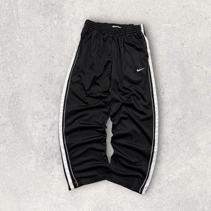 Vintage Y2K Nike Basketball Baggy Wide Leg Tracksuit Bottoms Black (L)