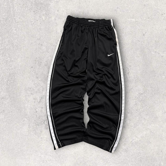 Vintage Y2K Nike Basketball Baggy Wide Leg Tracksuit Bottoms Black (L)
