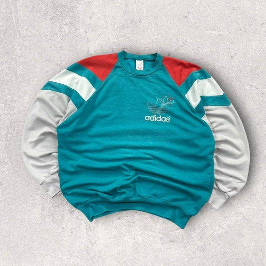 Vintage 90s Adidas Logo Sweatshirt Turquoise (L)