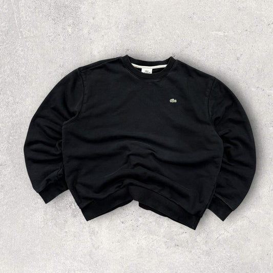 Vintage 00s Lacoste Small Logo Sweatshirt Faded Black (M)