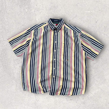 Vintage 00s Tommy Hilfiger Striped Short Sleeve Shirt (L)