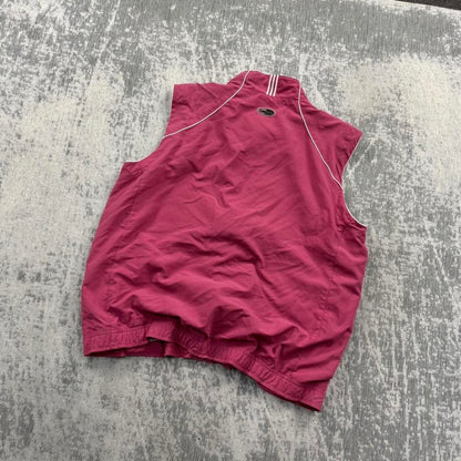 Vintage Y2K Adidas Windbreaker Gilet Pink (Womens XL)