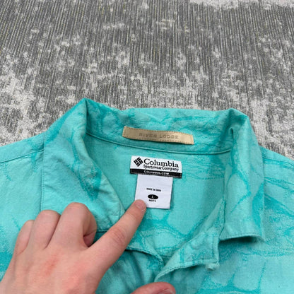 Vintage 00s Columbia Short Sleeve Graphic Shirt Turquoise (L)