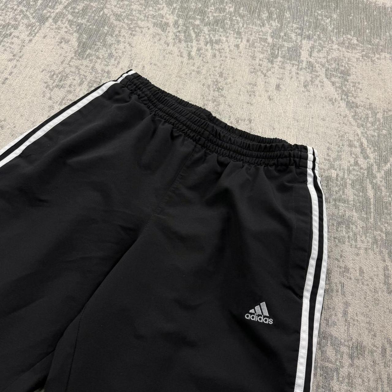 Vintage Y2K Adidas Baggy Technical Tracksuit Bottoms Black (S)