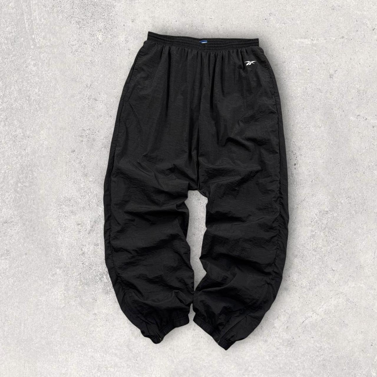 Vintage 00s Reebok Baggy Tracksuit Bottoms Black (XXL)