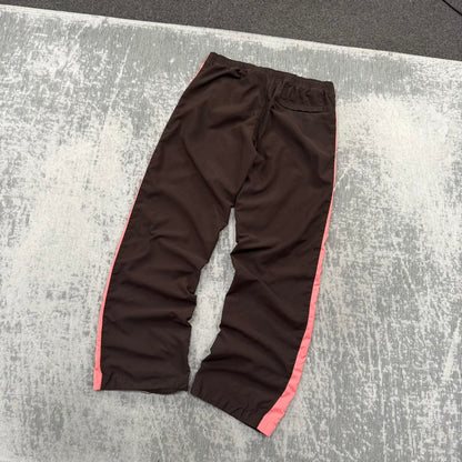 Vintage 00s Nike Baggy Tracksuit Bottoms Brown / Pink (Womens S)