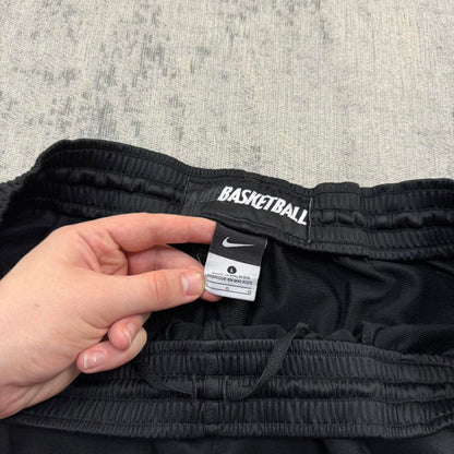Vintage Y2K Nike Basketball Baggy Wide Leg Tracksuit Bottoms Black (L)