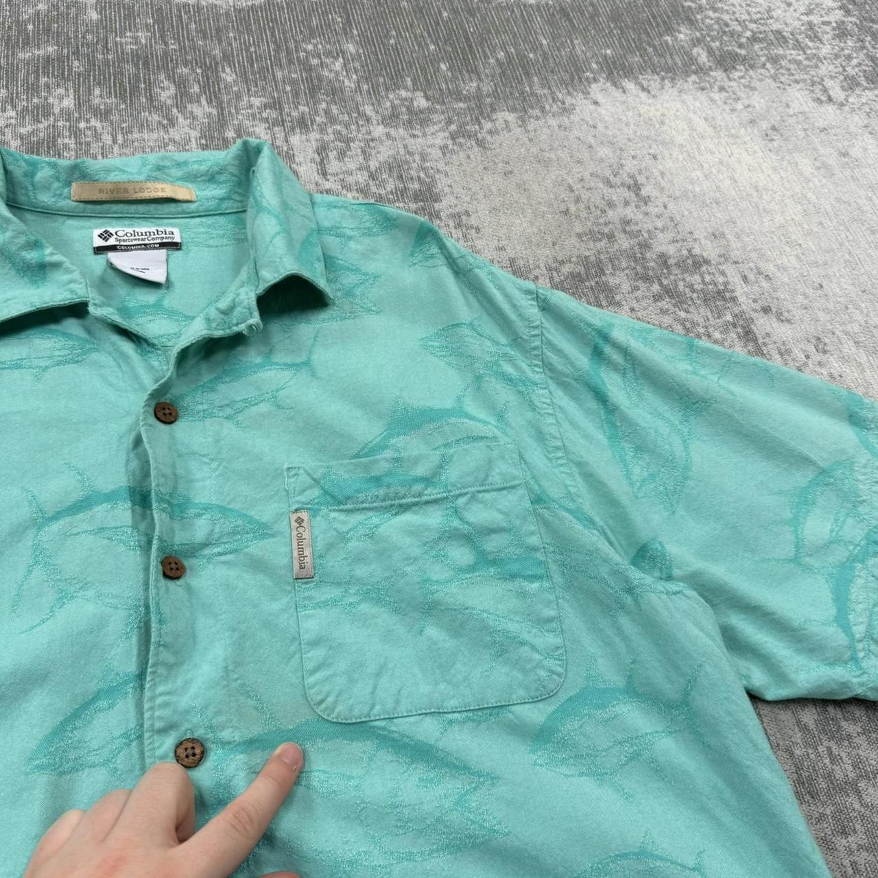 Vintage 00s Columbia Short Sleeve Graphic Shirt Turquoise (L)
