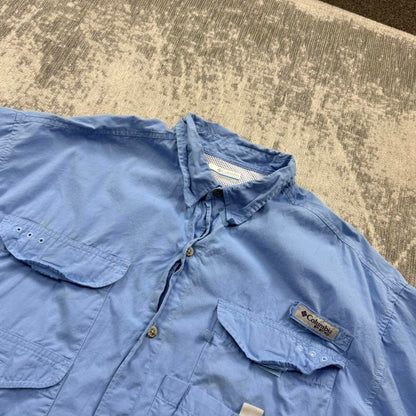 Vintage 00s Columbia Short Sleeve Utility Shirt Blue (L)