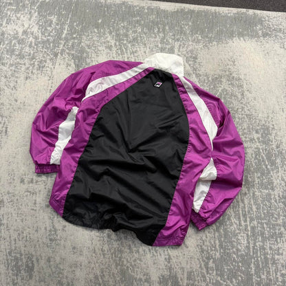 Vintage Y2K Fila Windbreaker Jacket Black / Pink (Womens S)