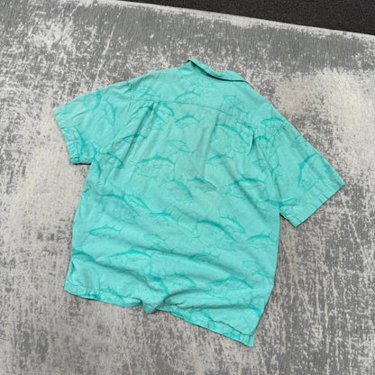 Vintage 00s Columbia Short Sleeve Graphic Shirt Turquoise (L)