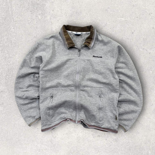 Vintage 00s Reebok Zip Up Sweatshirt Grey (Womens M)