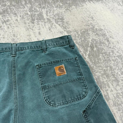 Vintage RARE Carhartt B24HTG Carpenter Jorts Hunter Green (40)