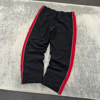 Vintage 00s Nike Baggy Wide Leg Tracksuit Bottoms Black / Red (L)
