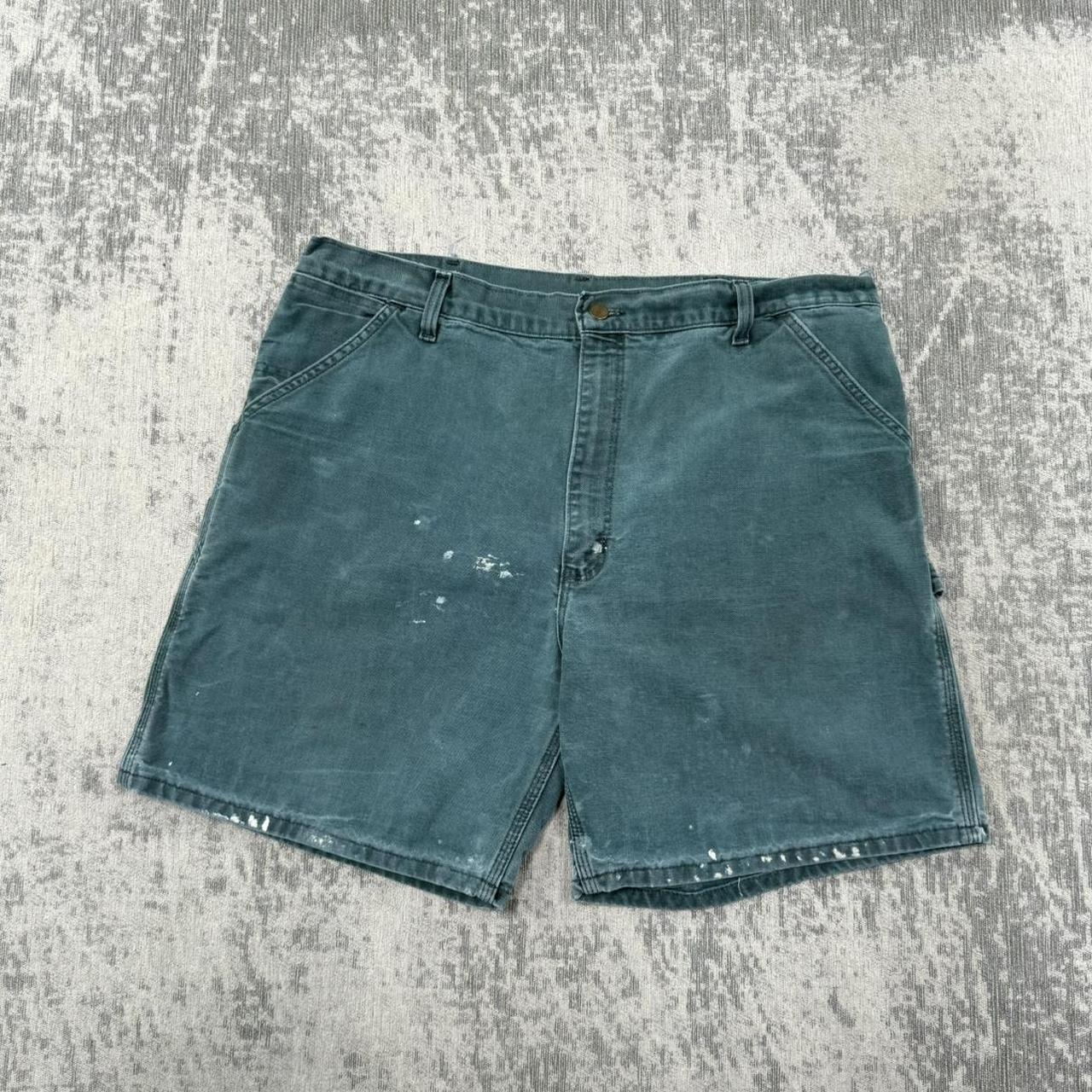Vintage RARE Carhartt B24HTG Carpenter Jorts Hunter Green (40)