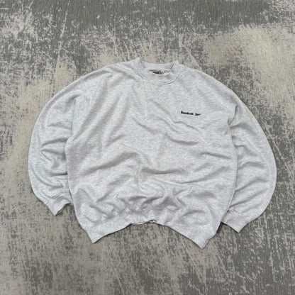 Vintage 90s Reebok Small Logo Sweatshirt Grey (XL)