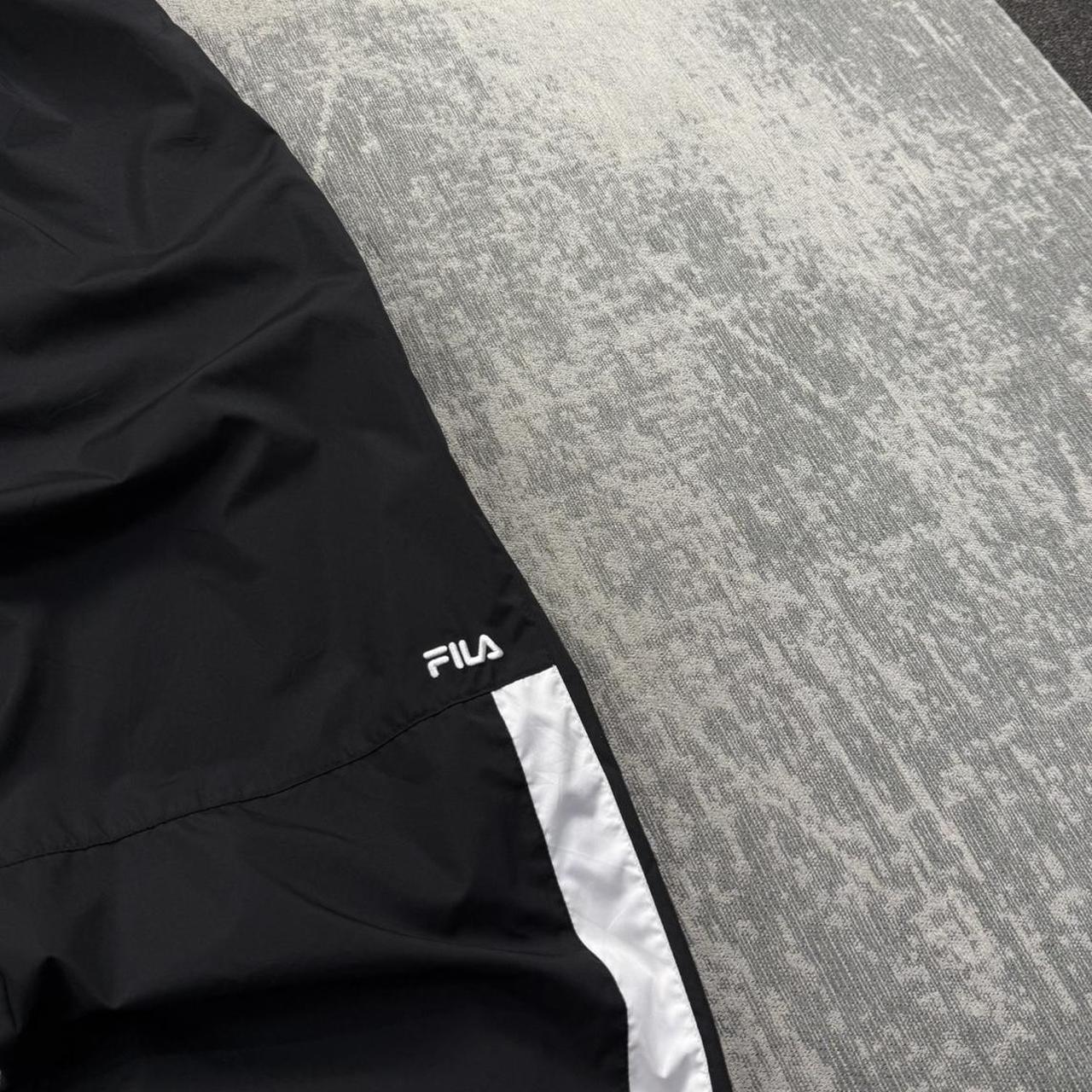 Vintage Y2K Fila Baggy Wide Leg Tracksuit Bottoms Black / White (M)