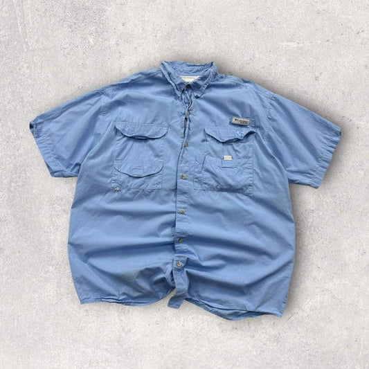 Vintage 00s Columbia Short Sleeve Utility Shirt Blue (L)