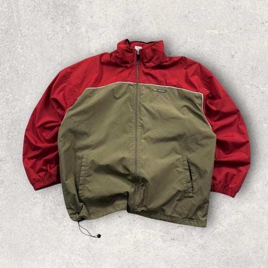 Vintage 00s Reebok Technical Windbreaker Jacket Khaki / Red (XL)