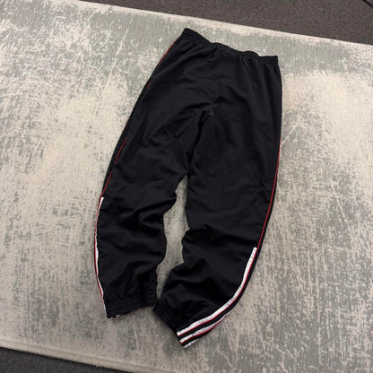 Vintage Y2K Adidas Baggy Tracksuit Bottoms Black / Red (M)